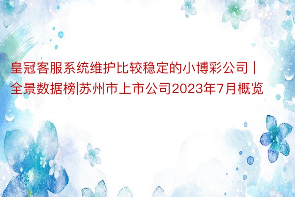 皇冠客服系统维护比较稳定的小博彩公司 | 全景数据榜|苏州市上市公司2023年7月概览