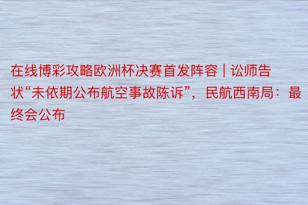 在线博彩攻略欧洲杯决赛首发阵容 | 讼师告状“未依期公布航空事故陈诉”，民航西南局：最终会公布