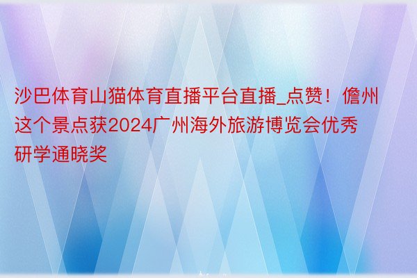 沙巴体育山猫体育直播平台直播_点赞！儋州这个景点获2024广州海外旅游博览会优秀研学通晓奖